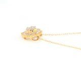 New 0.40ctw Round and Baguette Diamond Flower Pendant Necklace in 14K