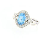 2.28ct Oval Aquamarine and 0.28ctw Diamond Frame Ring in 14K