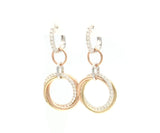 New 1.37ctw Diamond Tri-Color Circle Dangle Earrings in 14K