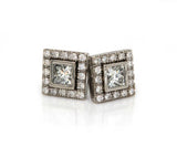 1.50ctw Princess Diamond Frame Stud Earrings in 14K