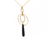 New Doves By Doron Paloma 10.24ct Onyx and 0.47ctw Diamond Pendant Necklace 18K