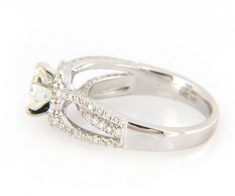 1.88ctw Round Diamond Halo Triple Split Shank Engagement Ring in 14K
