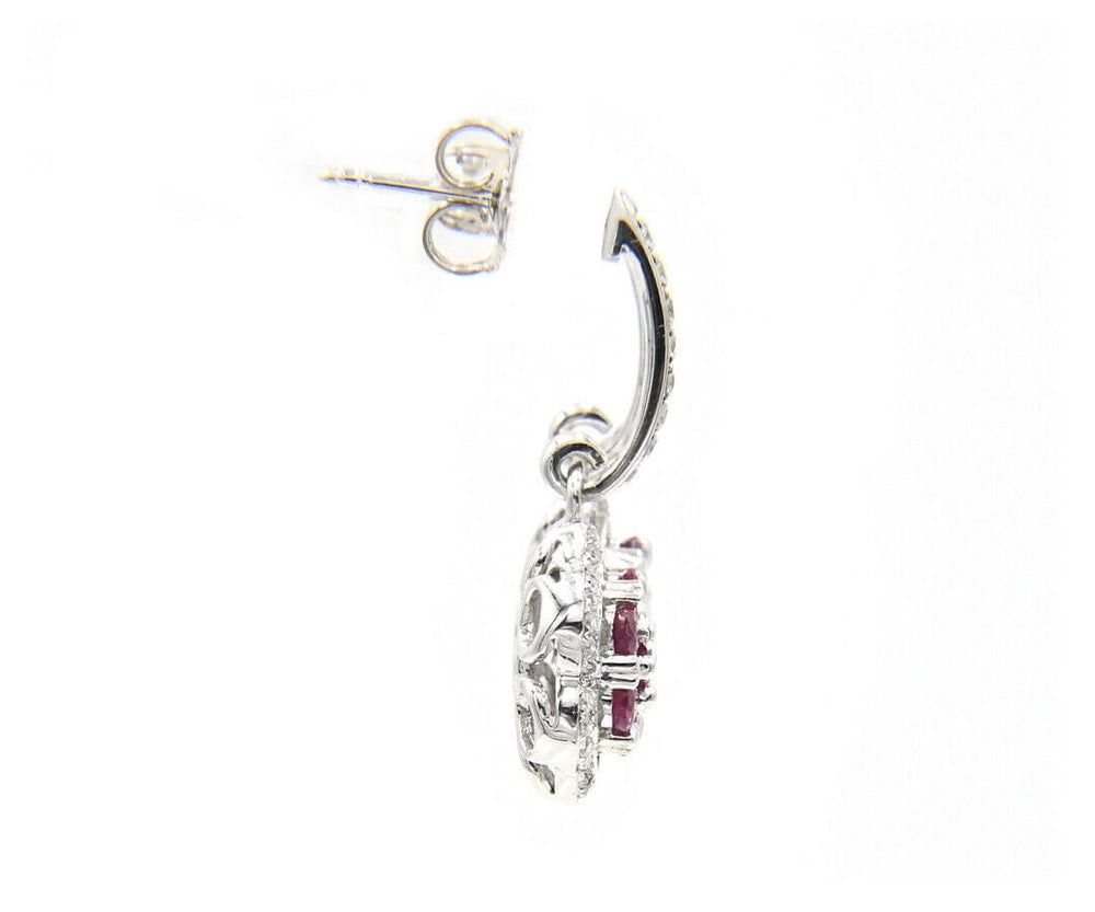 1.50ctw Rubies and 0.50ctw Pave Diamond Dangle Earrings in 14K