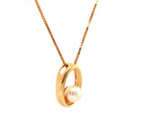 7.50 MM Cultured Pearl Oval Frame Pendant Necklace in 14K