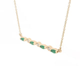 Lali Jewels 0.35ctw Marquise Emeralds and 0.10ctw Diamond Bar Necklace in 14K