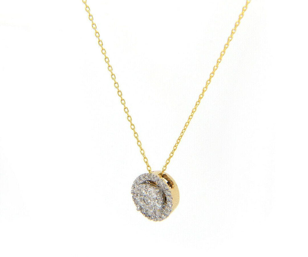 New 0.28ctw Diamond Cluster Halo Pendant Necklace in 14K