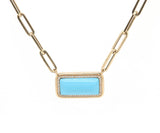 New Frederic Sage 4.89ct Turquoise and 0.16ctw Diamond Pendant Necklace in 14K