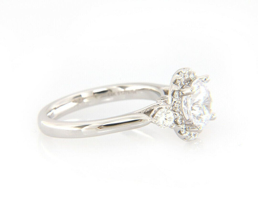 New Gabriel & Co. 0.52ctw Halo Three Stone Semi Mount Ring in 14K