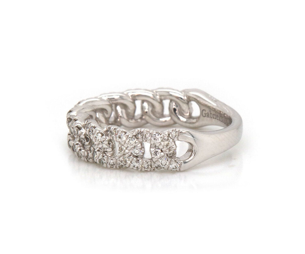 New Gabriel & Co. Pave Diamond Woven Link Band Ring in 14K