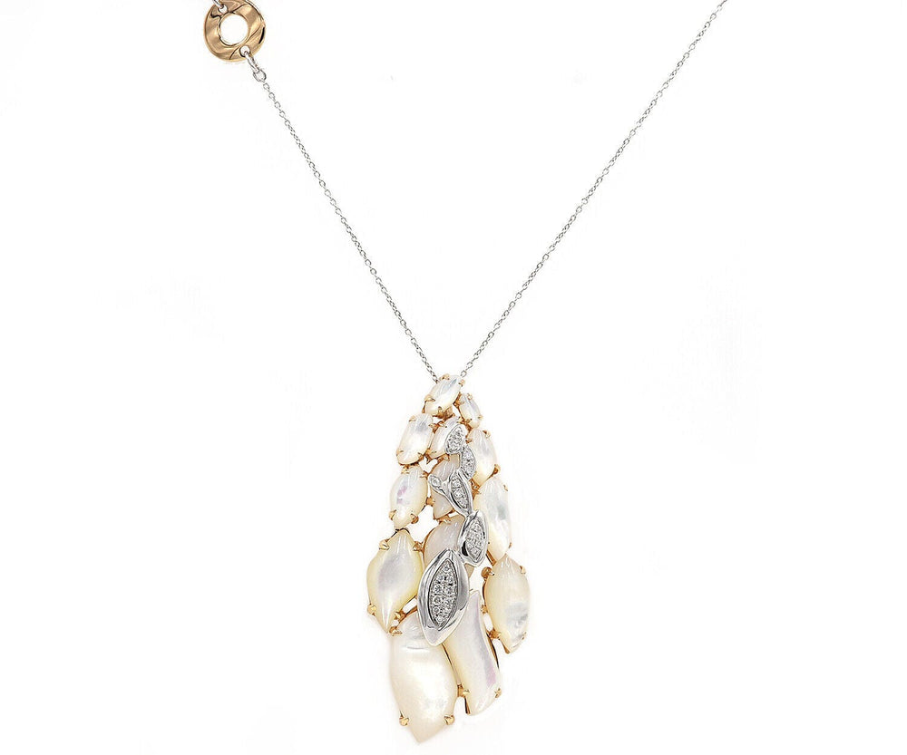 Talento Italiano 0.11ctw Diamond and Mother of Pearl Pendant Necklace in 18K