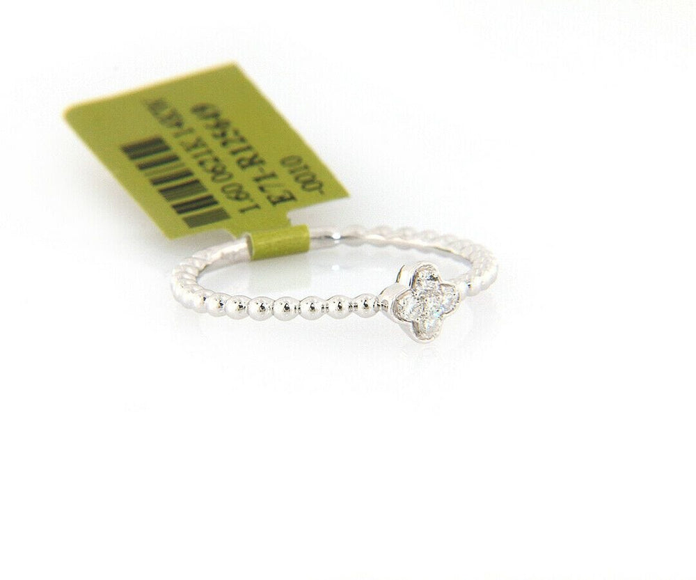 New 0.08ctw Diamond Clover Beaded Ring in 14K