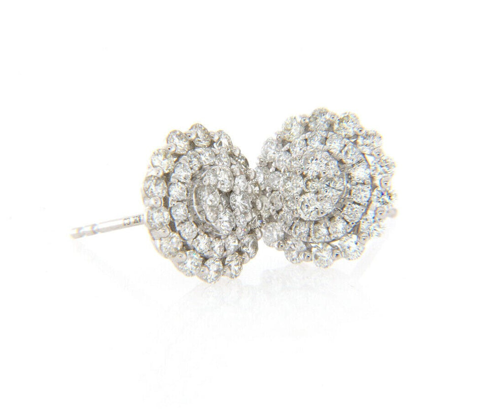 New 1.33ctw Diamond Cluster Frame Stud Earrings in 14K