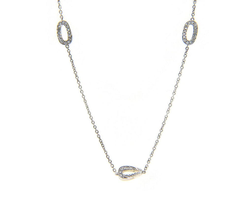 2.15ctw Diamond Open Oval Link Station Necklace in 18K