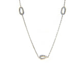 2.15ctw Diamond Open Oval Link Station Necklace in 18K