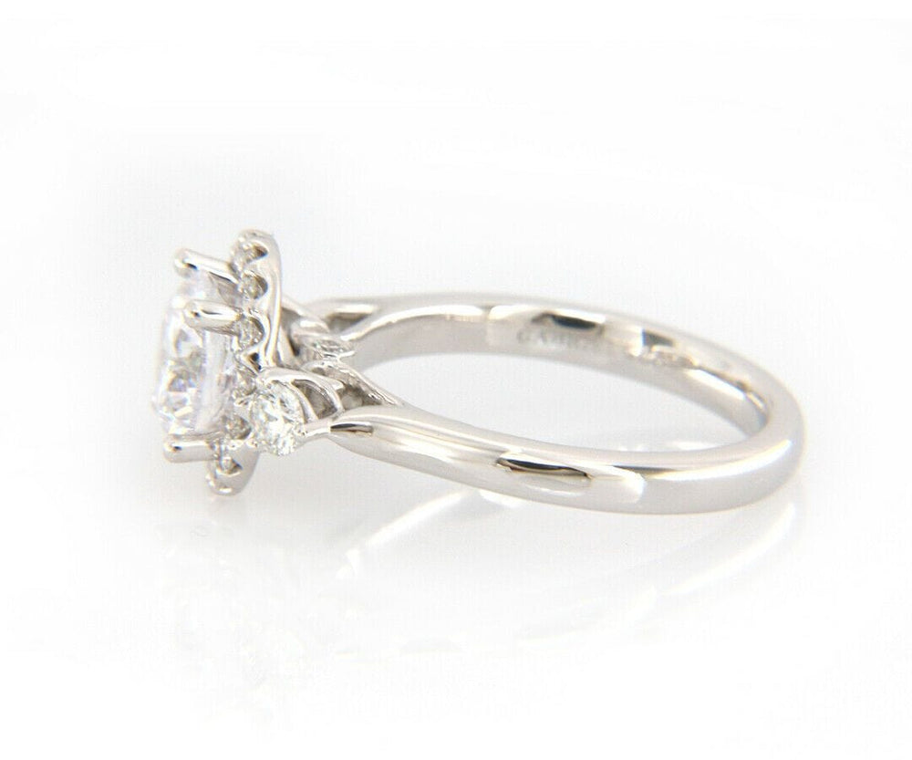 New Gabriel & Co. 0.52ctw Halo Three Stone Semi Mount Ring in 14K