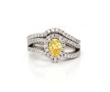 2.00ctw Pear Irradiated Yellow and White Diamond Frame Bridal Set in 14K