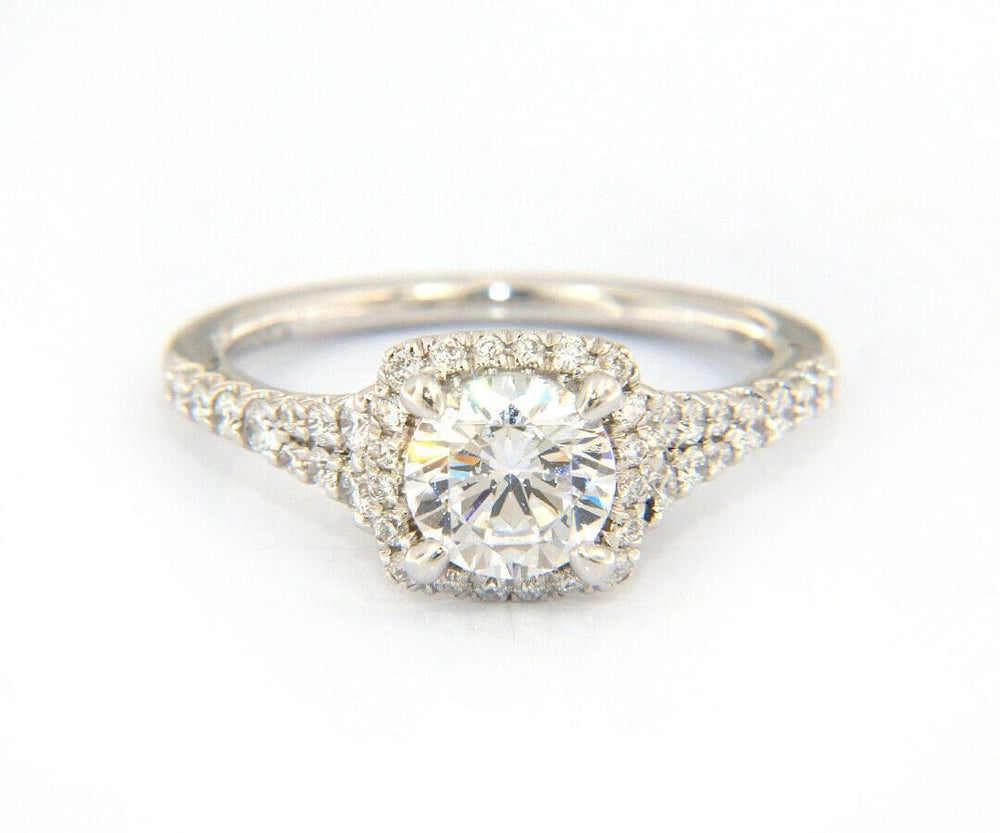 New Gabriel & Co. Halo Double Row Semi Mount Ring in 18kt