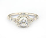New Gabriel & Co. Halo Double Row Semi Mount Ring in 18kt