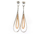 New 1.50ctw Diamond Two Tone Double Teardrop Dangle Earrings in 14K