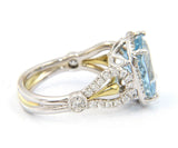 4.73ct Cushion Aquamarine and Diamond Halo Ring in 18K
