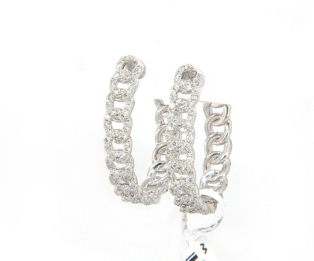New 1.36ctw Diamond Curb Link Style Hoop Earrings in 14K