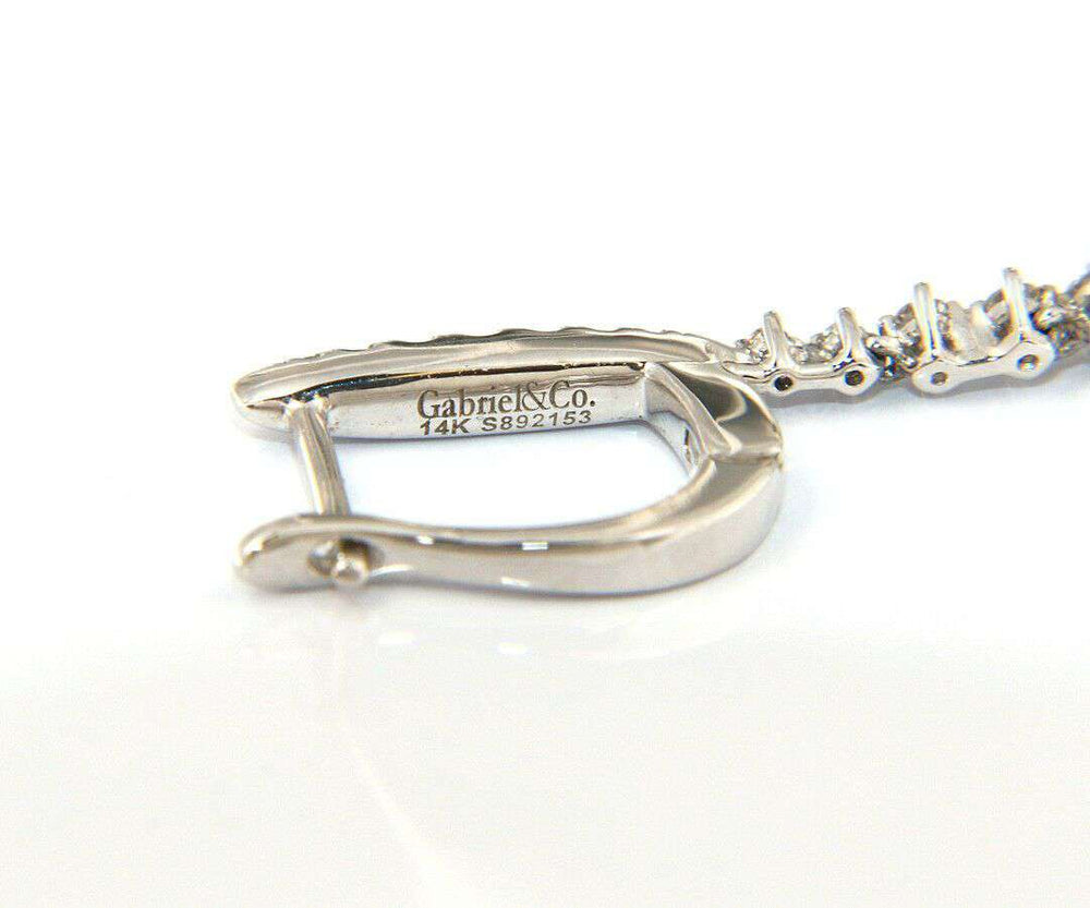 Dazzling Gabriel & Co 0.94 CTW Diamond Dangle Earrings in 14K, New