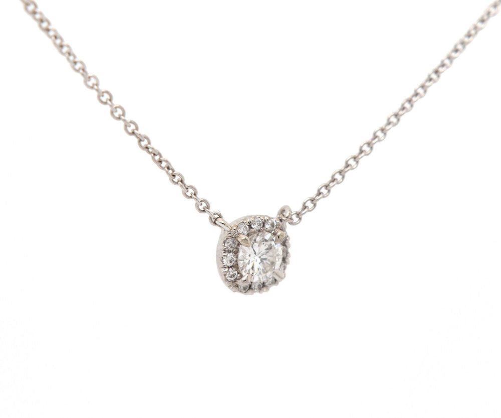 New 0.29ctw Round Diamond Cushion Frame Pendant Necklace in 14K