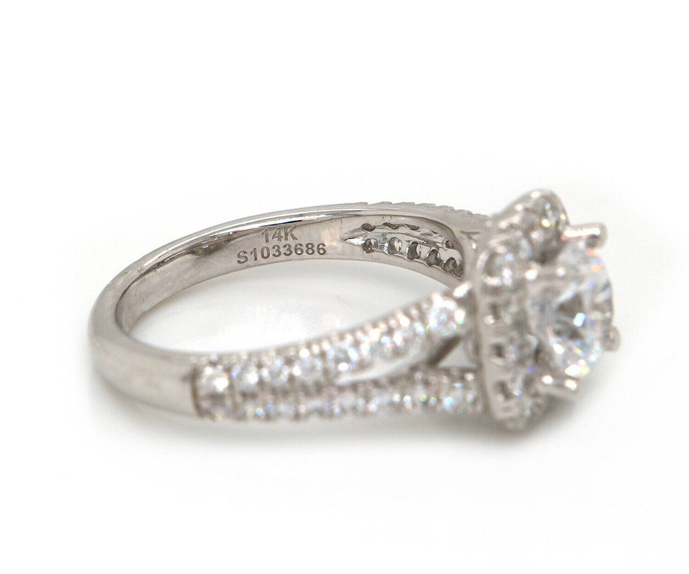 New Gabriel & Co. Diamond Halo Split Shank Semi Mount Ring in 14K