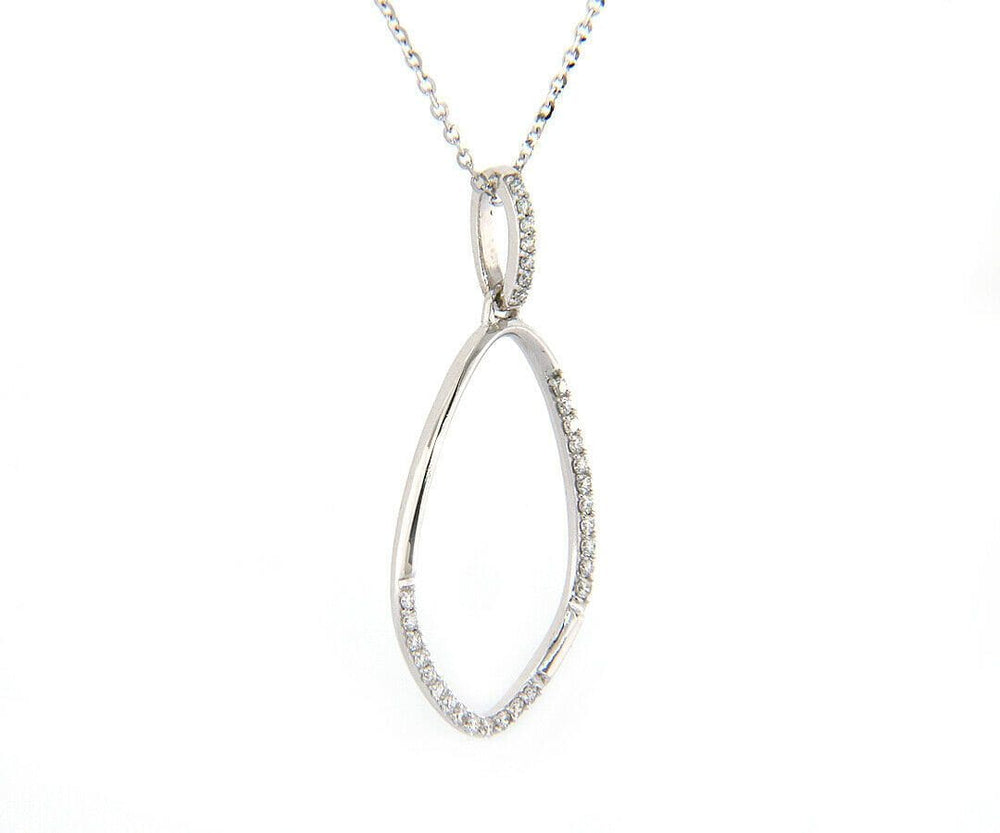 New 0.20ctw Diamond Open Teardrop Pendant Necklace in 18K