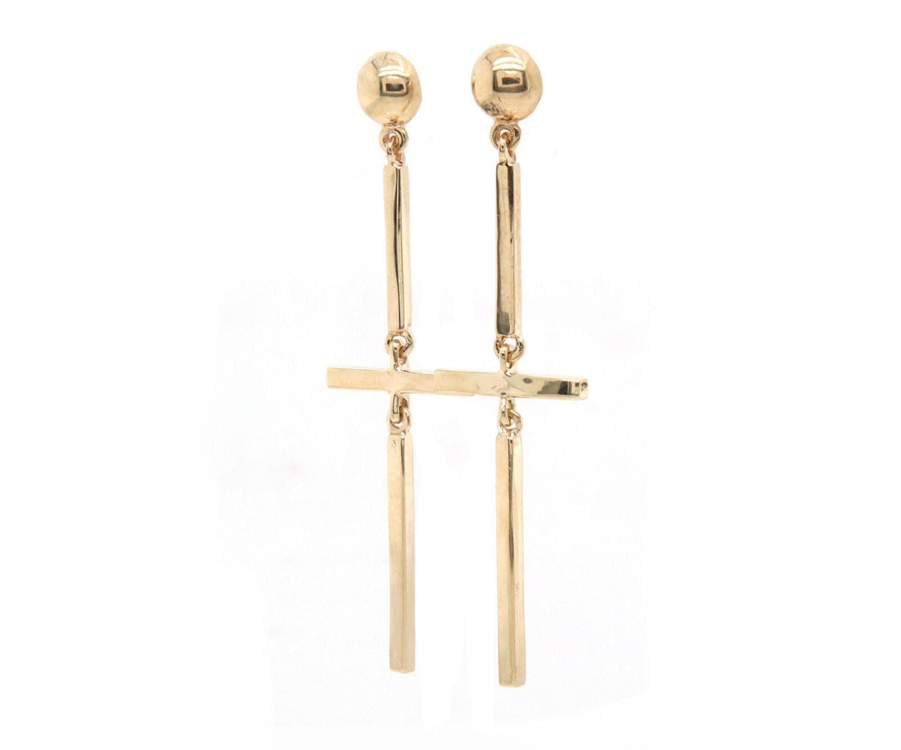 Mociun Figure 6 Polished Dangle Earrings in 14K