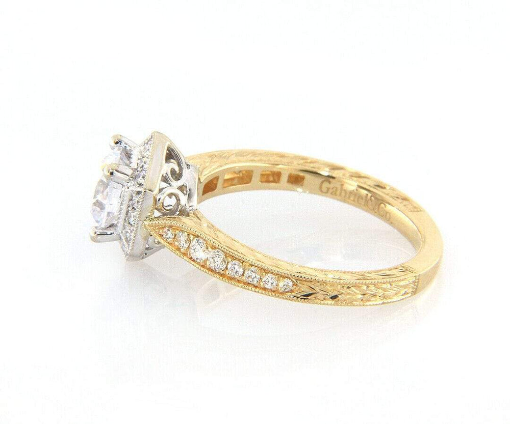 New Gabriel & Co. 0.27ctw Hexagon Frame Semi Mount Ring in 14K