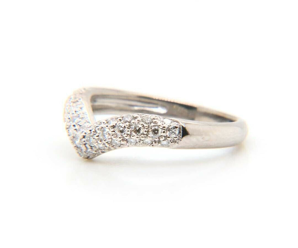 0.50ctw Curved Pave Diamond Wedding Band in 18K