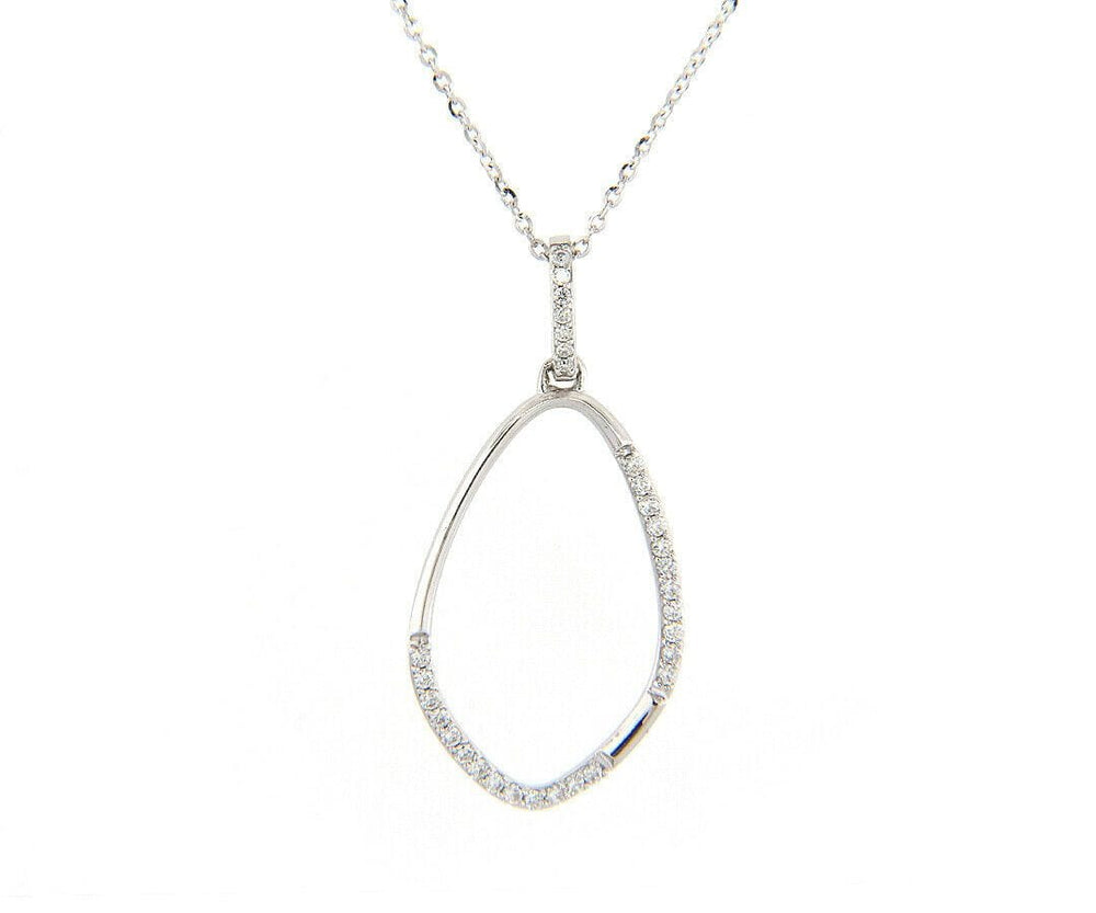 New 0.20ctw Diamond Open Teardrop Pendant Necklace in 18K