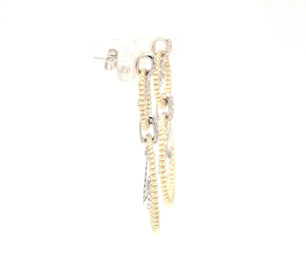 New 1.53ctw Diamond Double Circle Two Tone Drop Earrings in 14K