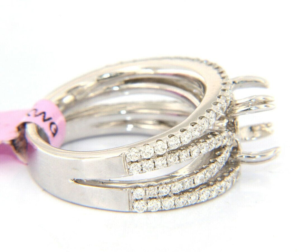 New Multi Row Shared Prong Semi Mount Ring in 14K