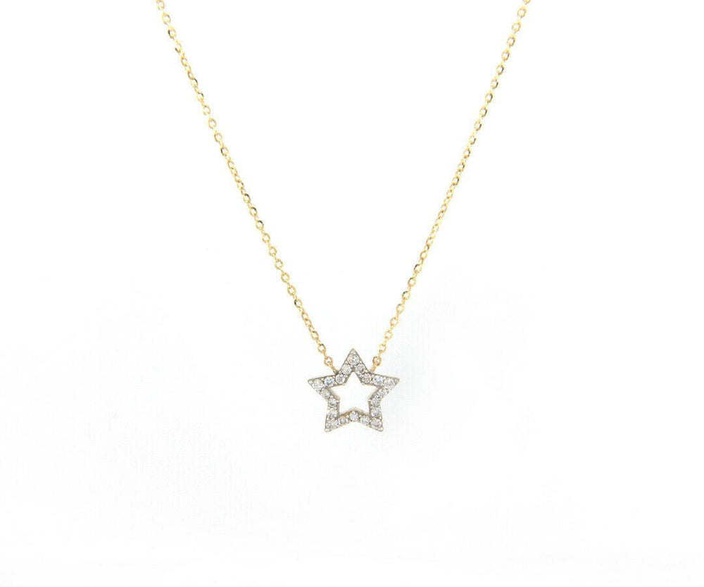 New 0.18ctw Diamond Star Pendant Necklace in 14K