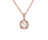 0.65 CTW Round Diamond Halo Pendant Necklace In 14K