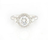 New Gabriel & Co. 0.52ctw Halo Three Stone Semi Mount Ring in 14K