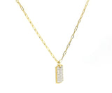 New Gabriel & Co. 0.69ctw Diamond Pave Dog Tag Hollow Chain Necklace in 14K