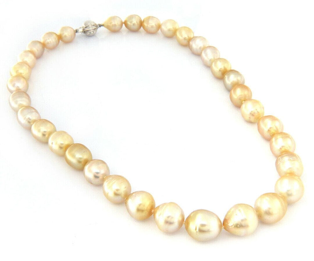 9.0  12.5 MM Cultured South Sea Pearl Strand Necklace in 14K