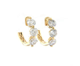 New 1.62ctw Diamond Three Stone Huggie Earrings in 14K