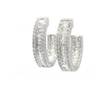 New 1.89ctw Baguette and Round Diamond Inside Out Hoop Earrings in 14K