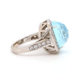 Blue Mother of Pearl Quartz and 0.85ctw Diamond Frame Ring in 14K