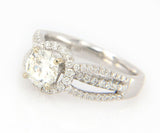 1.88ctw Round Diamond Halo Triple Split Shank Engagement Ring in 14K