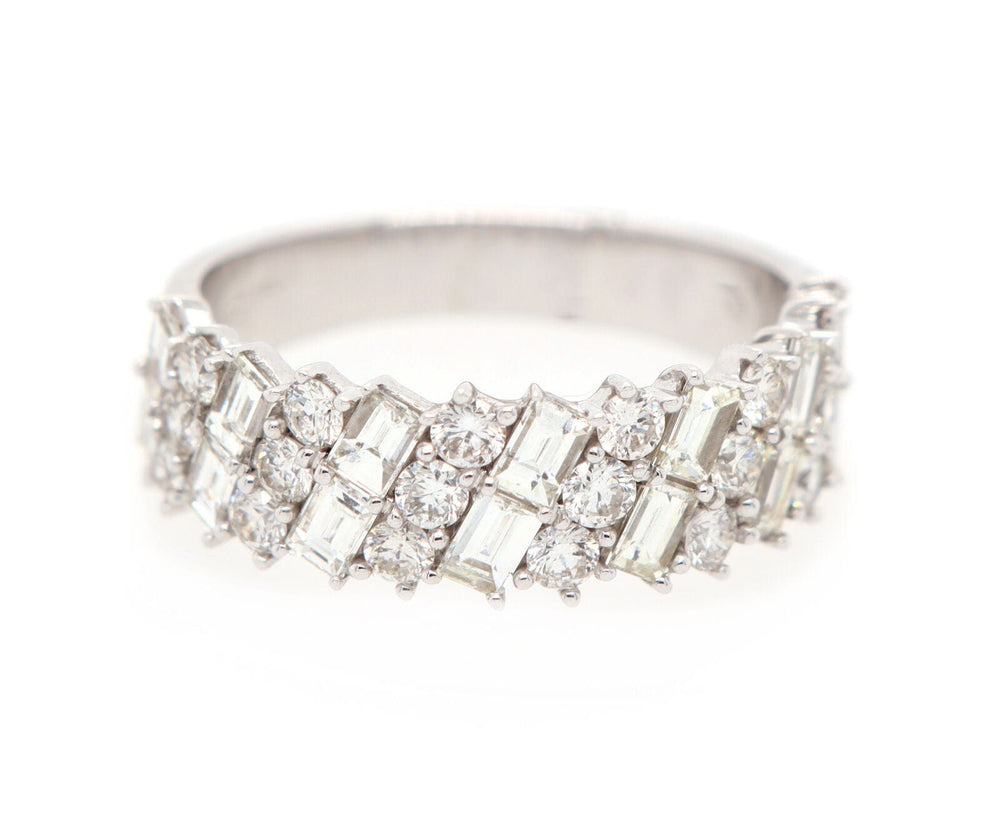 New 1.84ctw Baguette and Round Diamond Diagonal Band Ring in 14K