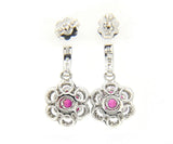 1.50ctw Rubies and 0.50ctw Pave Diamond Dangle Earrings in 14K