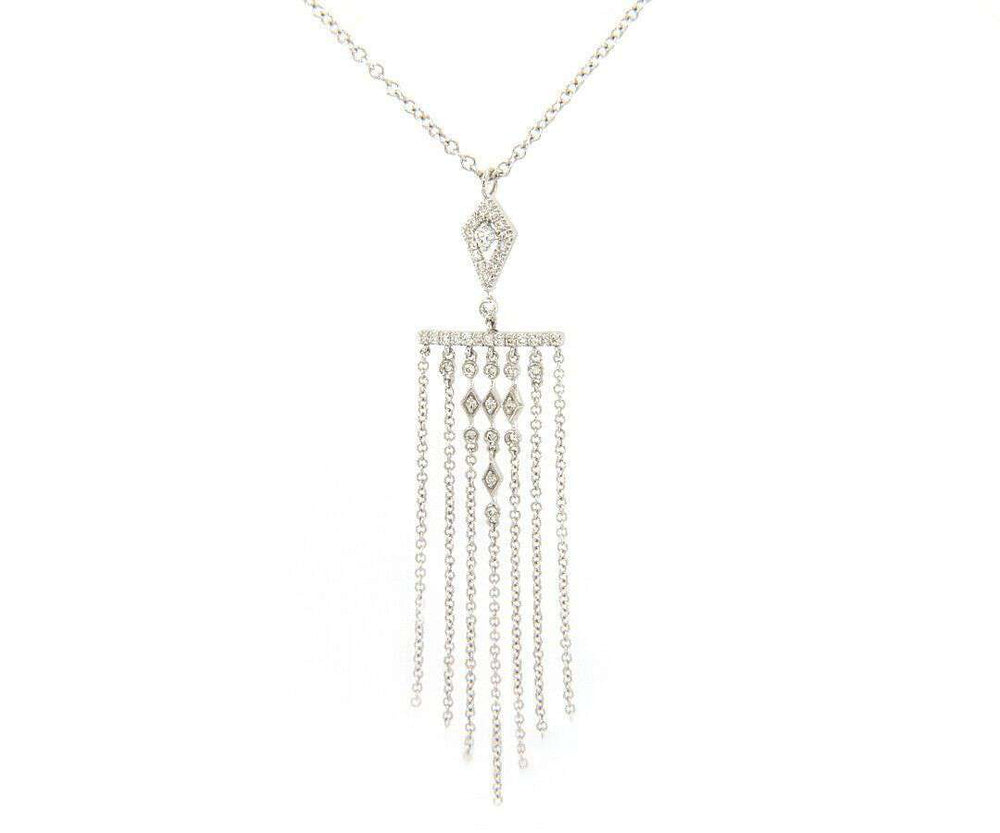 New From Gabriel & Co: 0.39ctw 7 Row Fringe Dangle Pendant in 14kt White Gold
