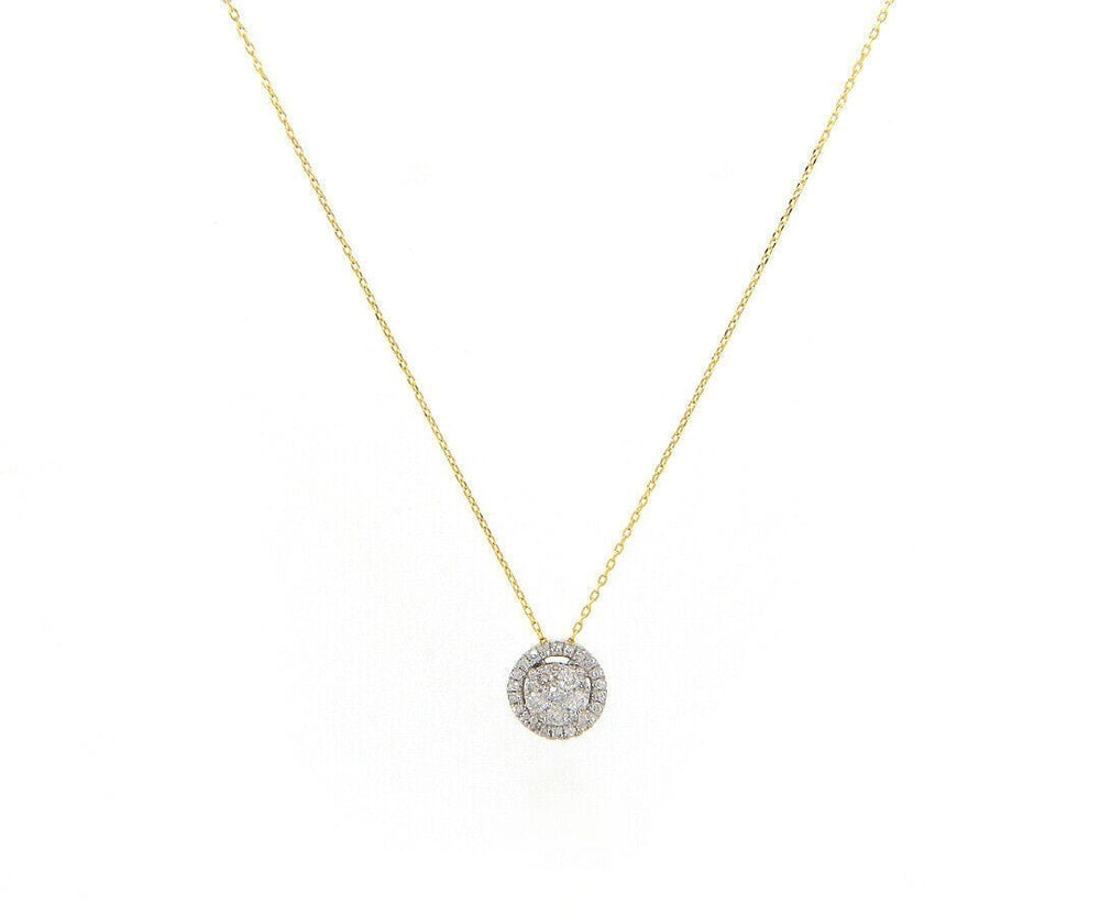 New 0.28ctw Diamond Cluster Halo Pendant Necklace in 14K