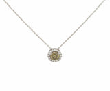 New 0.73ct Champagne Diamond and 0.17ctw White Diamond Halo Pendant Necklace in 18K