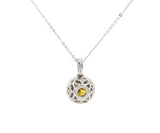 1.70ctw Round Orange and White Diamond Halo Pendant Necklace in 14K